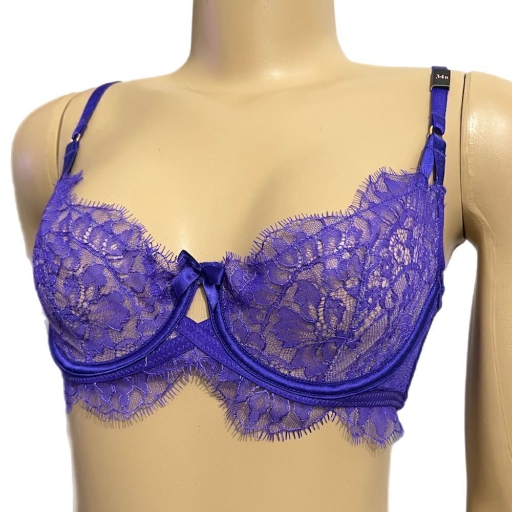 Victoria’s Secret Very Sexy Unlined Demi eyelash lace bra purple 36B